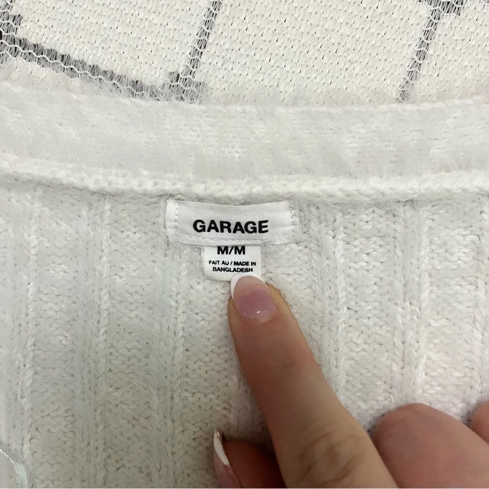 Garage White Fuzzy Women's Cardigan - Picture 4 of 8